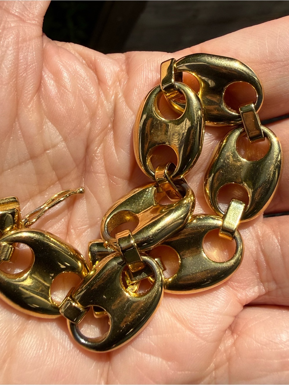 Estate Gold-Tone Oval Link Bracelet - Picture 3 of 4